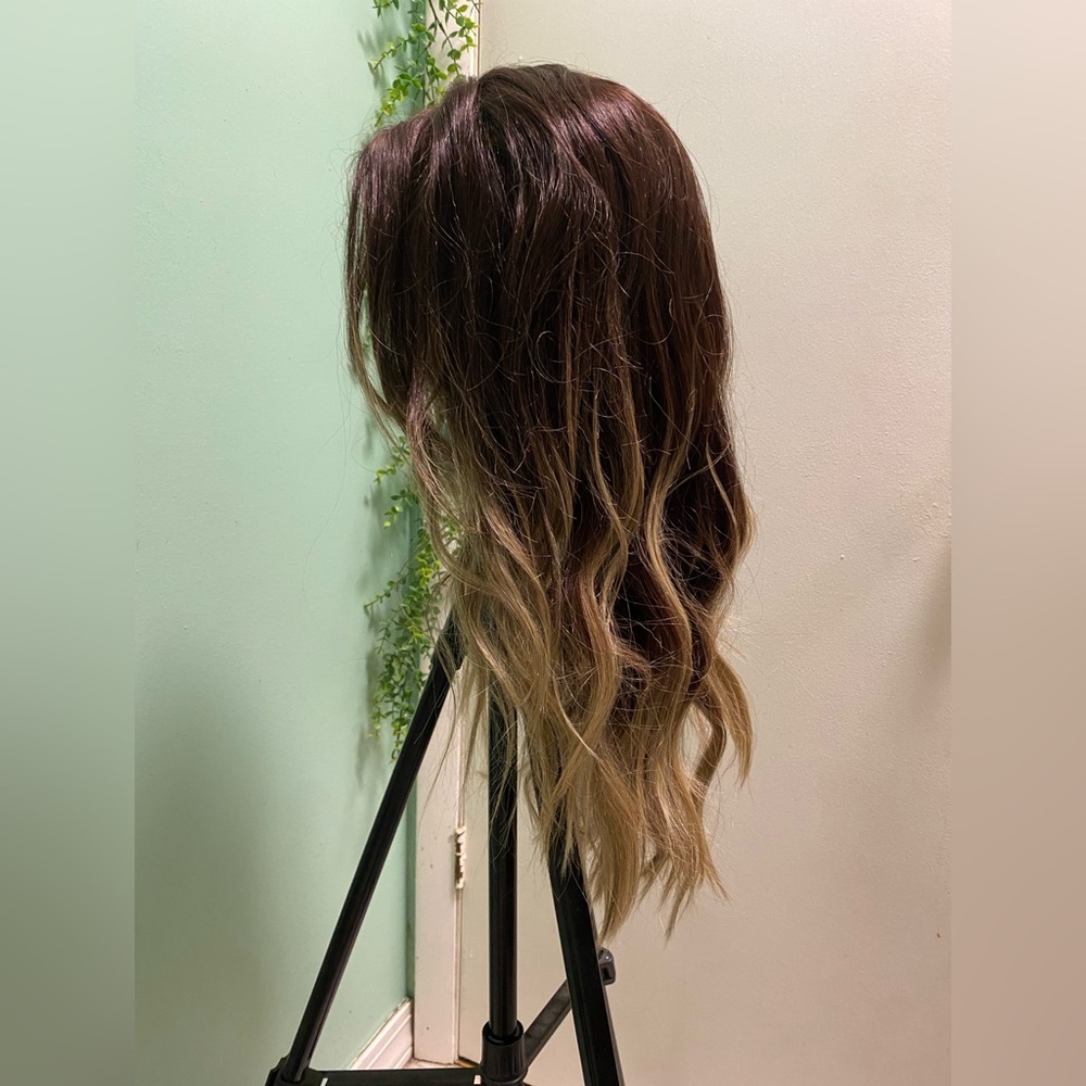 Human/Synthetic Blend Dark Blonde Ombre Lace Front Wig - Picture 6 of 10